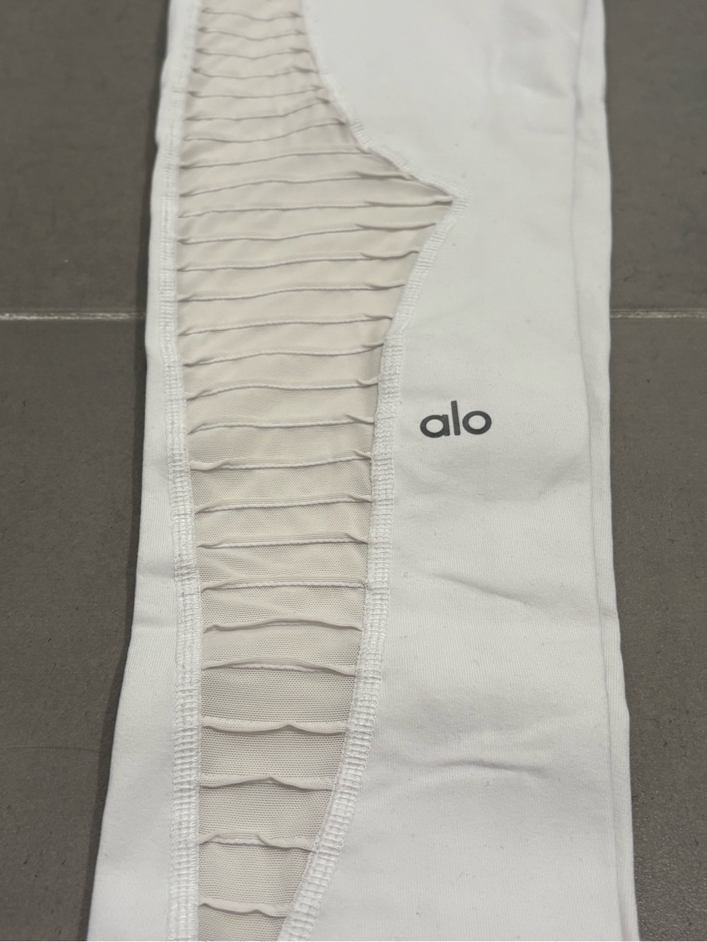 ALO Yoga White Mesh-Panel Leggings